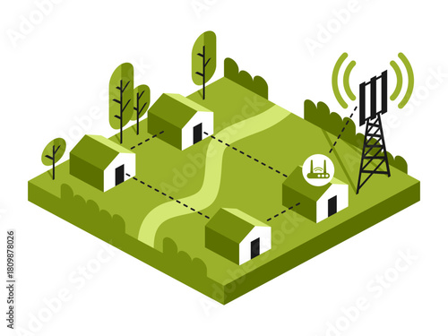 Rural Wireless Mesh Network Diagram