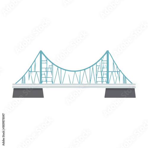 Modern Cable-Stayed Bridge Icon on White Background