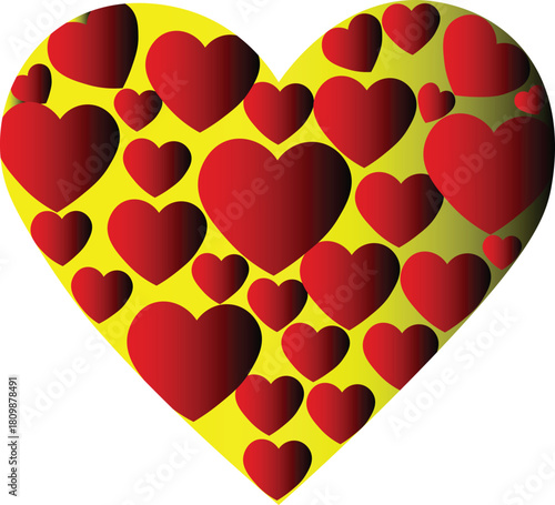 Hearts Within Hearts: A vibrant illustration showcases a large heart composed of numerous smaller hearts, each radiating with passion and love.