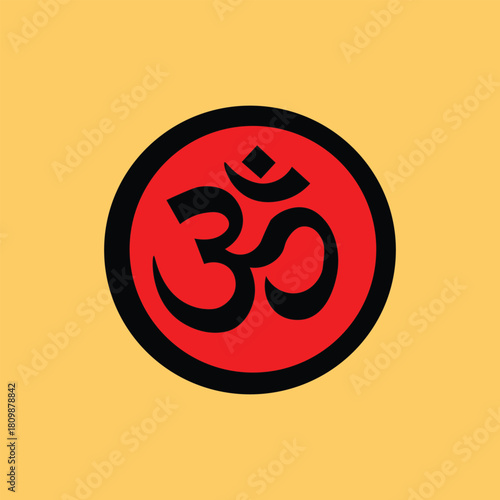 Symbol of Serenity: The iconic Om symbol, a visual representation of spiritual essence, presented within a simple design evoking a sense of calm. 