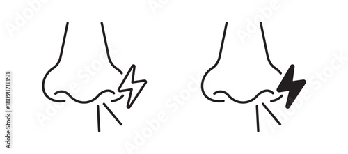 nose pain icon set, nose ache sign, vector illustration .