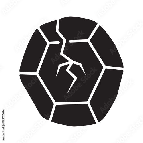 Flat Vector Polygonal Gemstone with Central Crack Icon