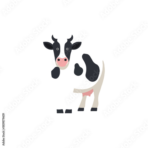 Playful Cartoon Cow Illustration on White Background