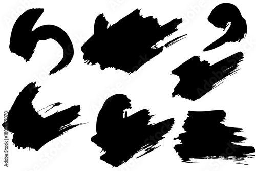 和風素材　筆で描かれた線のイラストセット　ベクター