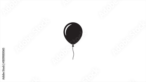 Black balloon icon on a white background, representing celebration and joy for various events and occasions