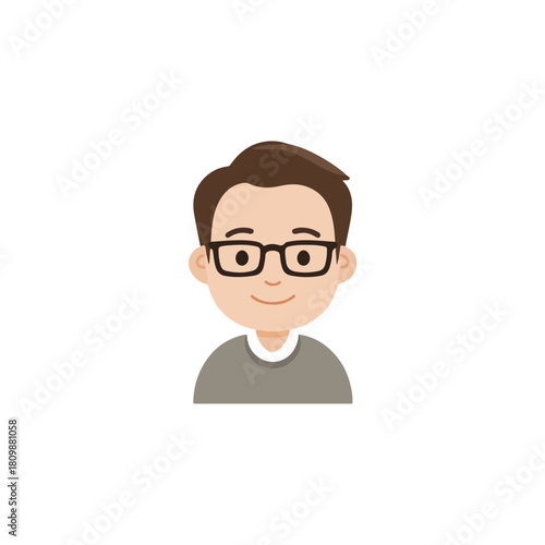 Smiling Man with Glasses Flat Design Avatar