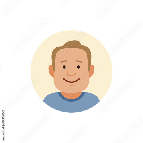 Smiling Caucasian Man Avatar in a Soft Beige Circle
