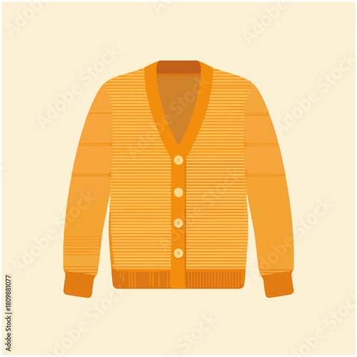 Stylish Yellow Cardigan Illustration on Cream Background