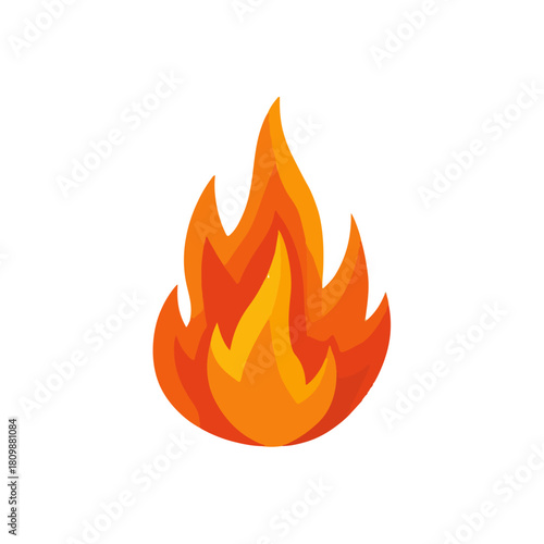 Stylized Fire Element on White Background Heat Icon