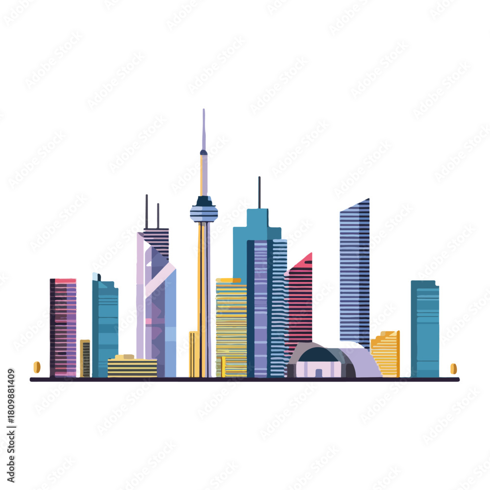 Naklejka premium Toronto Skyline Modern Cityscape Illustration with Tower