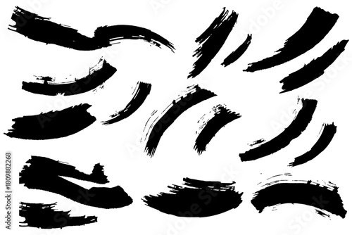 和風素材　筆で描かれた線のイラストセット　ベクター