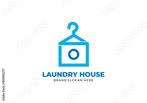 laundry house icon house symbol and clothes hanger logo vector
