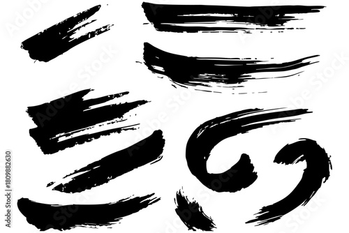 和風素材　筆で描かれた線のイラストセット　ベクター