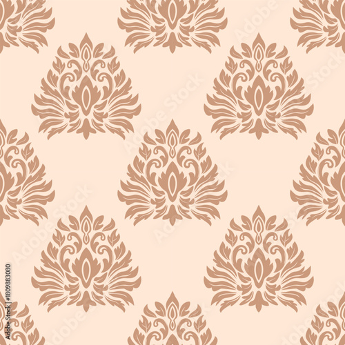 Damask seamless repeat element pattern. Beautiful classical floral fashioned damask vector illustration. Design for wallpaper, decorative, texture, textile, ornament, wrapping, shirts, clothing