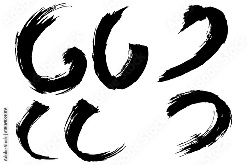 和風素材　筆で描かれた線のイラストセット　ベクター