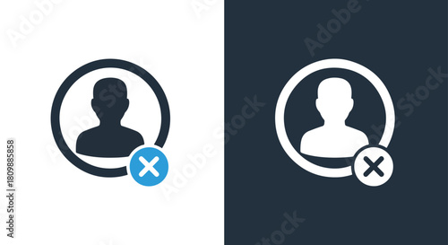User profile icons with cross marks - Vector icon symbol for website - Icon vector - Blue icon vector - Line and glyph solid icon and logo template