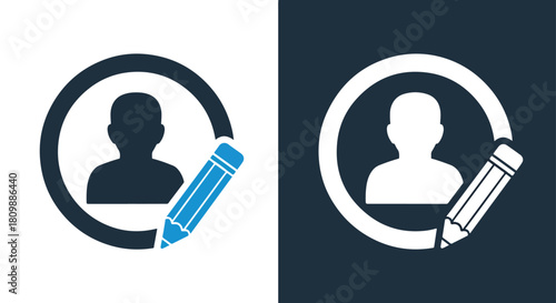 User profile icons with editing tools - Vector icon symbol for website - Icon vector - Blue icon vector - Line and glyph solid icon and logo template