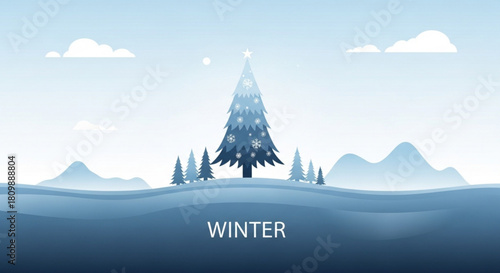 Celebrate the serene beauty of winter with this calming scene of snow covered hills and towering trees, perfect for seasonal greetings and holiday projects