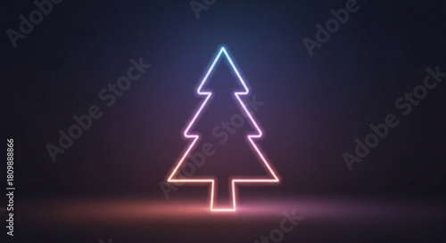 Glowing neon Christmas tree radiates holiday cheer, perfect for festive designs, digital greetings, and creating a modern, joyful atmosphere this season
