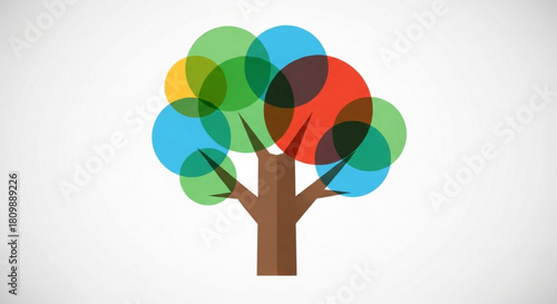 Colorful abstract tree with vibrant overlapping circles, perfect for nature-inspired designs and eco-friendly concepts, originally a scalable vector graphic