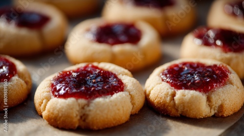 Wallpaper Mural Freshly Baked Thumbprint Cookies on Parchment Paper Ready for Enjoyment and Delight Torontodigital.ca