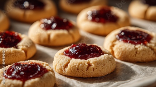 Wallpaper Mural Freshly Baked Thumbprint Cookies Filled with Jam Arranged on Parchment Paper Torontodigital.ca