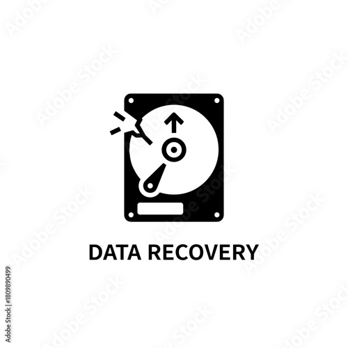 Data recovery icon with a recovery symbol on a transparent background