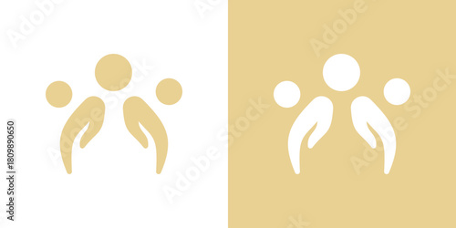 A warm dual-meaning logo combining teamwork figures with a caring shape, symbolizing unity, support, and collaborative compassion in a clean modern style.