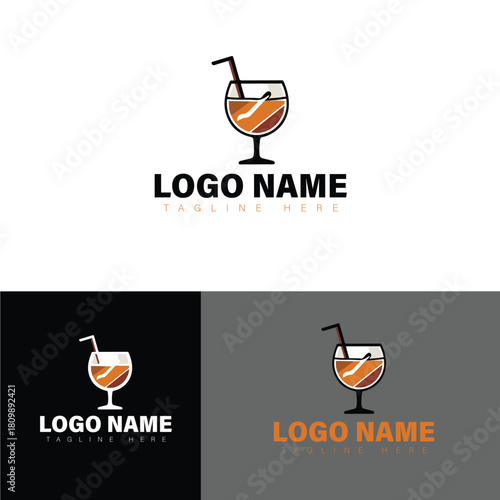 Elegant cocktail logo design isolated on, perfect for bars, restaurants, and beverage brands seeking a modern and stylish identity