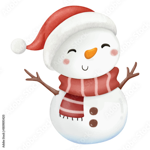 Happy Snowman Watercolor vector chrismas