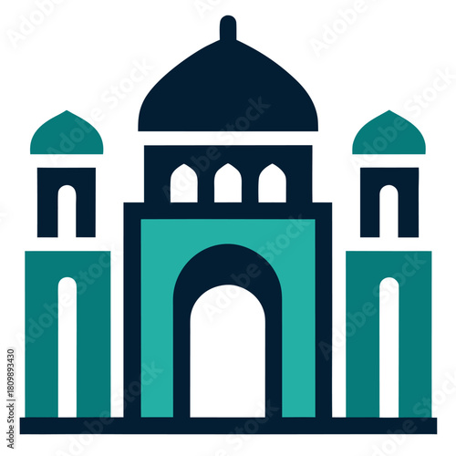 Gorgeous mosque design, mosque building icon.