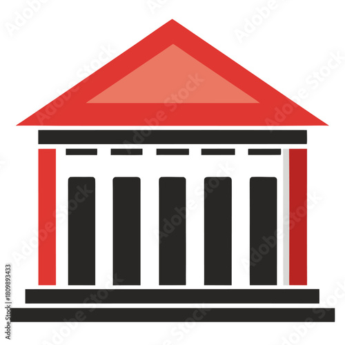 Library building icon on white background.