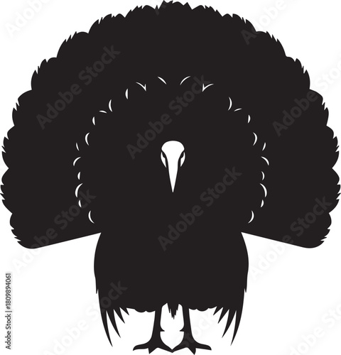 Majestic peacock silhouette displaying its magnificent feathered train in full splendor