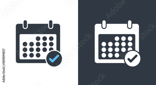Calendar icons with check marks - Vector icon symbol for website - Icon vector - Blue icon vector - Line and glyph solid icon and logo template