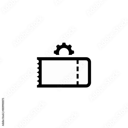 Ticket system icon with gear symbol on transparent background