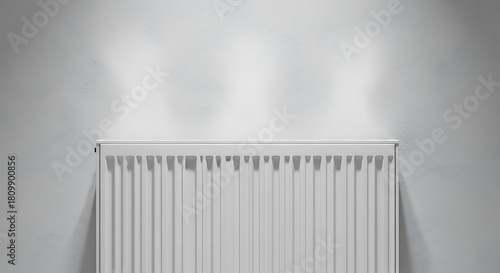 Minimalist White Radiator Against a Plain Wall for Modern Heating
