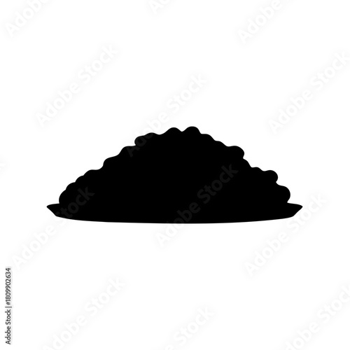 Silhouette of a heap of food granules on a plate or bowl