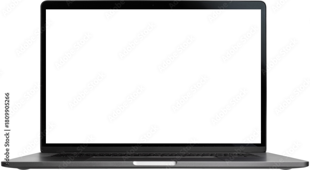 Obraz premium Open Laptop Mockup Front View isolated on transparent background