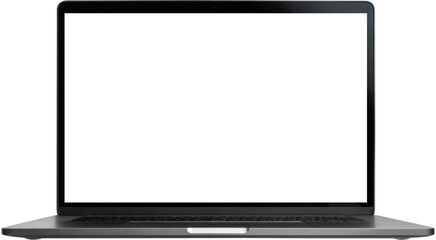 Open Laptop Mockup Front View isolated on transparent background