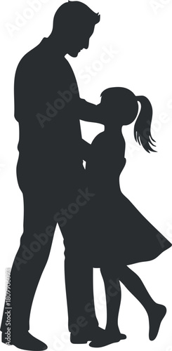 Silhouette vector illustration of a parent and child enjoying a playful moment together, ideal for family-themed designs and projects