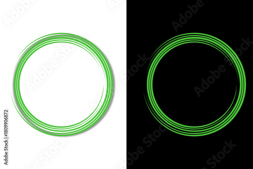 Abstract glowing light rings in neon green colour. Futuristic motion circle for digital artwork, gaming UI, space-inspired backgrounds, high-tech banners and illuminated particle effects