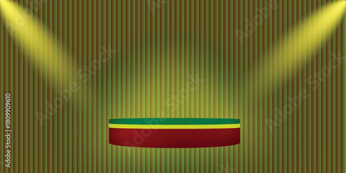 Dark green 3D cylindrical podium background with curve backdrop. Studio wall scene. Minimalist mockup pedestal. Abstract stand product display presentation. Stage for showcase