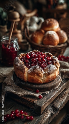 Freshly Baked Berry Tart With a Rustic Style and Aromatic Atmosphere