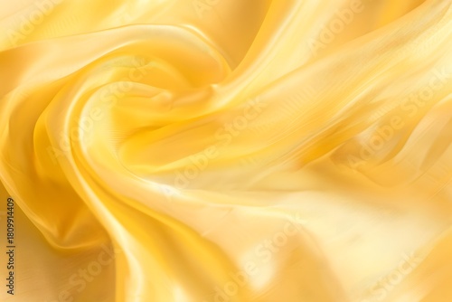 Yellow satin fabric background – smooth flowing silk texture with soft elegant folds