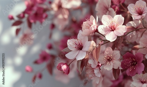 Blossoming Cherry Flowers Create a Stunning Spring Scene in a Garden