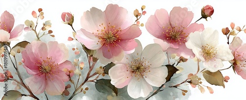 Elegant Blooming Flowers in Soft Pastels Create a Serene Garden Scene