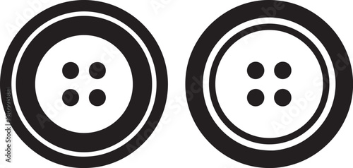 Two black and white sewing buttons silhouette
