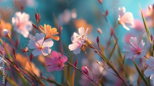 Beautiful Wildflowers Blooming in a Serene Garden During Sunset