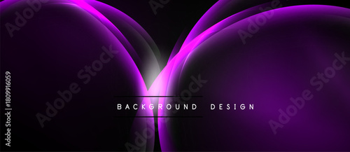 Abstract purple design. Flowing shapes create dynamic visual effect. Dark background emphasizes bright curves, modern aesthetic.