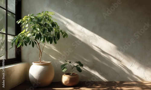 Indoor Plant in a Modern Setting With Sunlight Streaming Through a Window